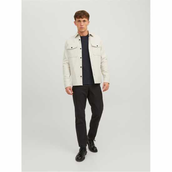 Мъжки Пуловер Обло Деколте Jack And Jones Textured Crew Jumper Mens Тъмно сиво меланж Мъжки горнища на анцуг