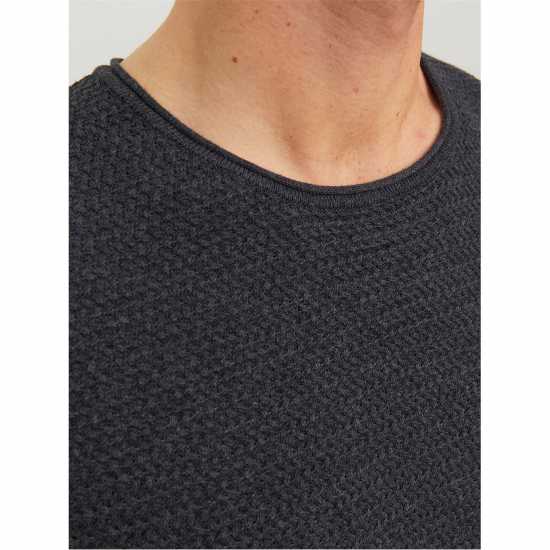 Мъжки Пуловер Обло Деколте Jack And Jones Textured Crew Jumper Mens Тъмно сиво меланж Мъжки горнища на анцуг