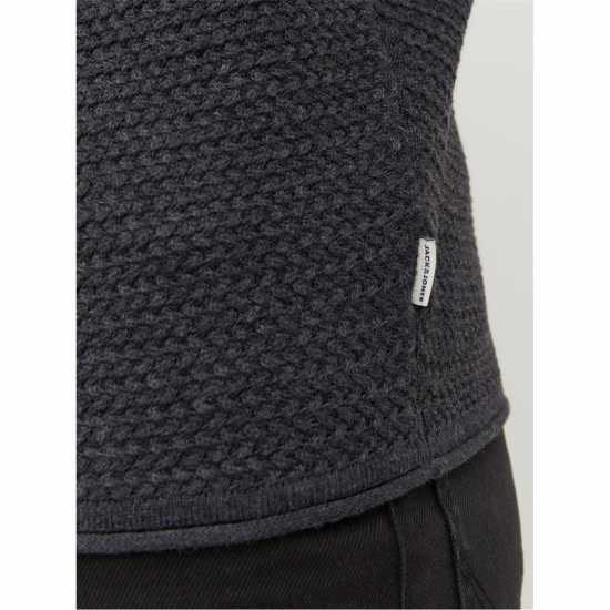 Мъжки Пуловер Обло Деколте Jack And Jones Textured Crew Jumper Mens Тъмно сиво меланж Мъжки горнища на анцуг