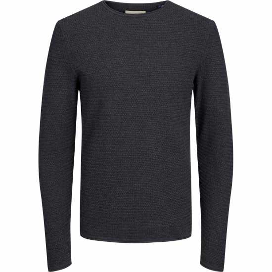 Мъжки Пуловер Обло Деколте Jack And Jones Textured Crew Jumper Mens Тъмно сиво меланж Мъжки горнища на анцуг