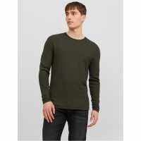 Мъжки Пуловер Обло Деколте Jack And Jones Textured Crew Jumper Mens Гроздови лист Мъжки горнища на анцуг