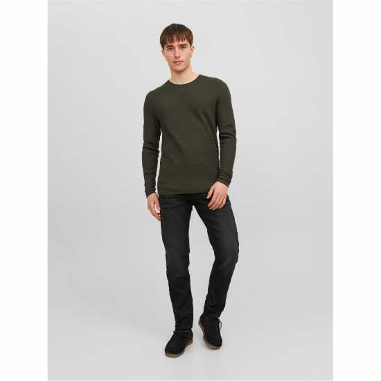 Мъжки Пуловер Обло Деколте Jack And Jones Textured Crew Jumper Mens Гроздови лист Мъжки горнища на анцуг