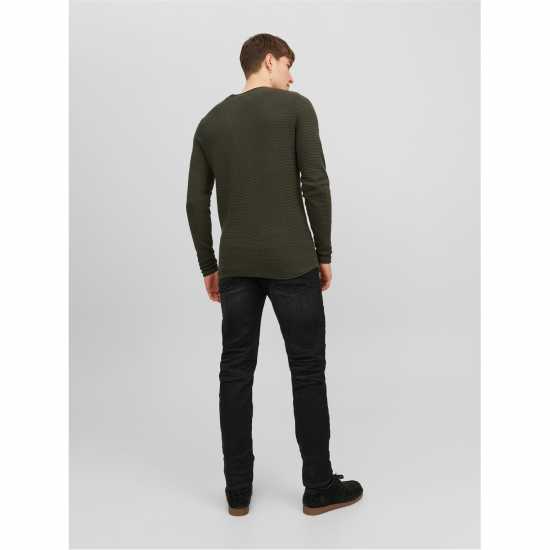 Мъжки Пуловер Обло Деколте Jack And Jones Textured Crew Jumper Mens Гроздови лист Мъжки горнища на анцуг