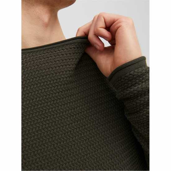 Мъжки Пуловер Обло Деколте Jack And Jones Textured Crew Jumper Mens Гроздови лист Мъжки горнища на анцуг