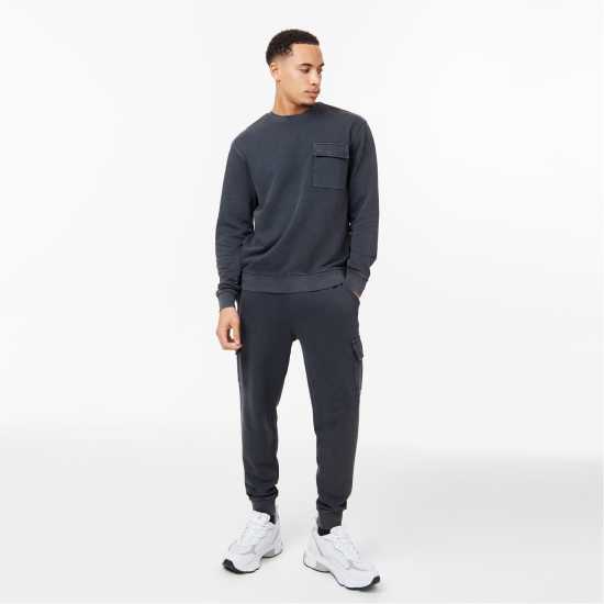 Jack Wills Pocket Crew Sweatshirt Сиво Мъжко облекло за едри хора