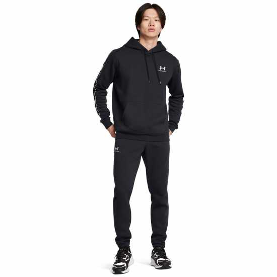 Under Armour Мъжки Суитшърт Icon Fleece Taping Hoody Mens Черно 