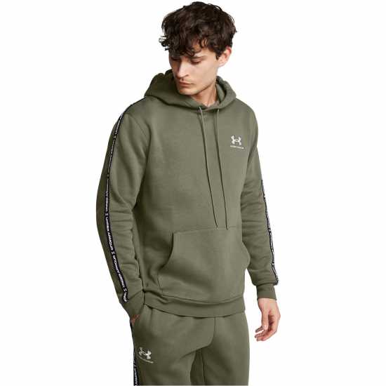 Under Armour Мъжки Суитшърт Icon Fleece Taping Hoody Mens Зелено 