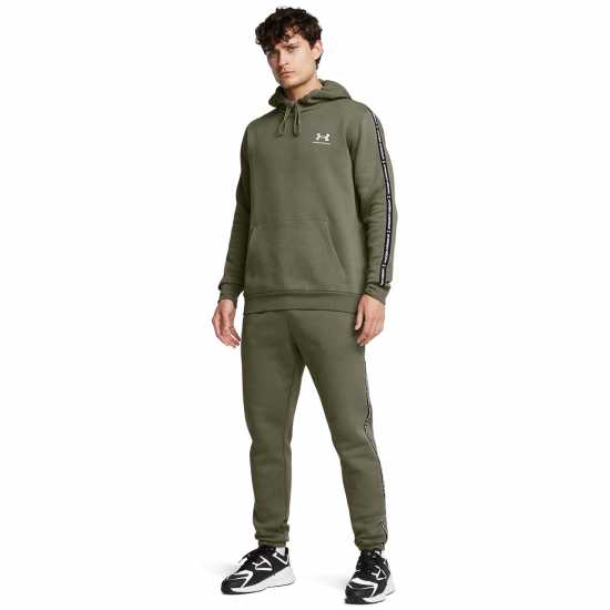 Under Armour Мъжки Суитшърт Icon Fleece Taping Hoody Mens Зелено 