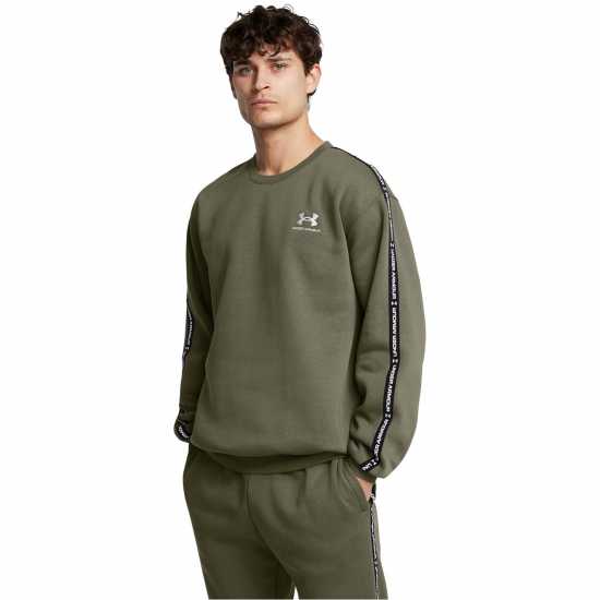 Under Armour Мъжка Риза Icon Fleece Crew Taping Sweatshirt Mens Зелено 