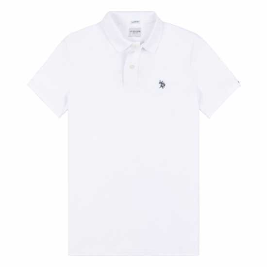 Us Polo Assn Pique Polo Sn00 Бяло/Морско синьо Мъжко облекло за едри хора