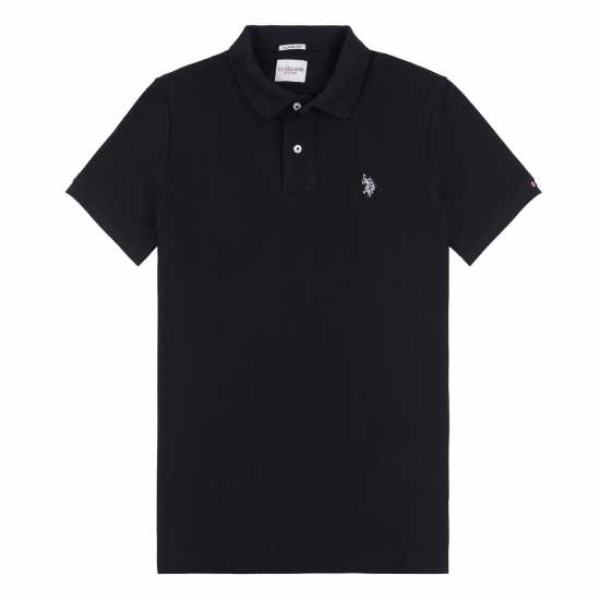 Us Polo Assn Pique Polo Sn00 Черно/Бяло Мъжко облекло за едри хора