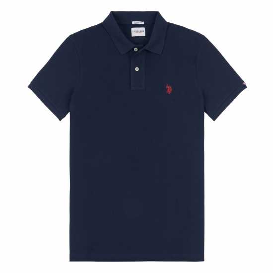 Us Polo Assn Pique Polo Sn00 Морска синьо/червено Мъжко облекло за едри хора