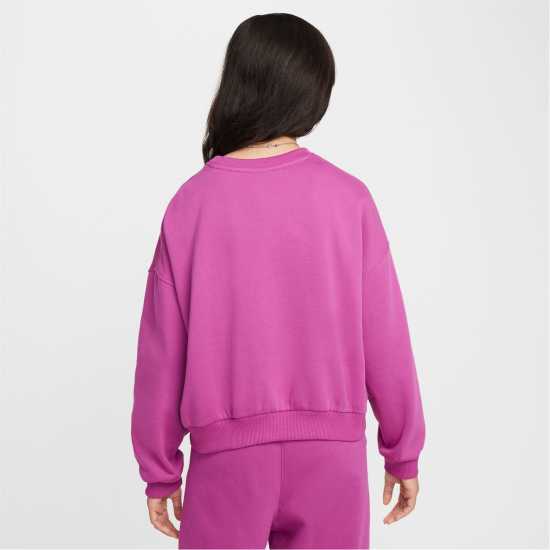 Nike Sportswear Club Fleece Big Kids' (Girls') Boxy Crewneck Sweatshirt Гореща фуксия 