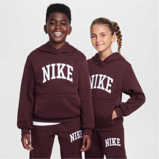 Nike Sportswear Club Big Kids' French Terry Hoodie Бордово 