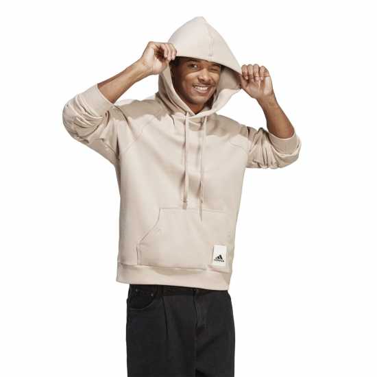 Adidas Lounge Fleece Hoodie Mens Hoody Бежово Мъжки суитчъри и блузи с качулки