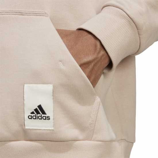 Adidas Lounge Fleece Hoodie Mens Hoody Бежово Мъжки суитчъри и блузи с качулки