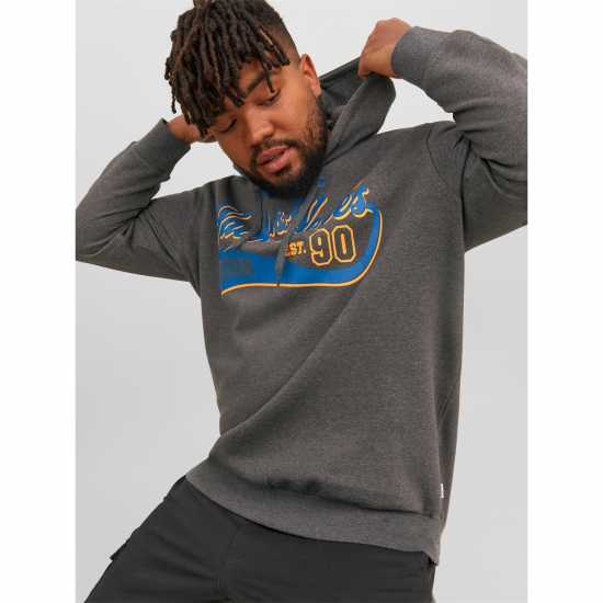 Jack And Jones Logo Hoodie Mens Plus Size Тъмно сиво 