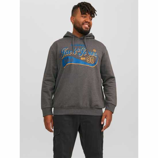 Jack And Jones Logo Hoodie Mens Plus Size Тъмно сиво 