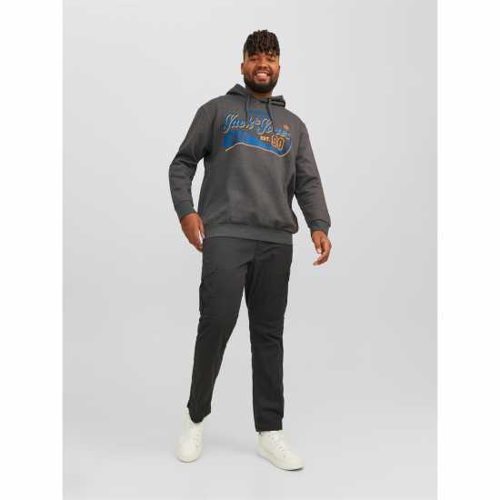 Jack And Jones Logo Hoodie Mens Plus Size Тъмно сиво 