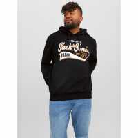 Jack And Jones Logo Hoodie Mens Plus Size Черно 