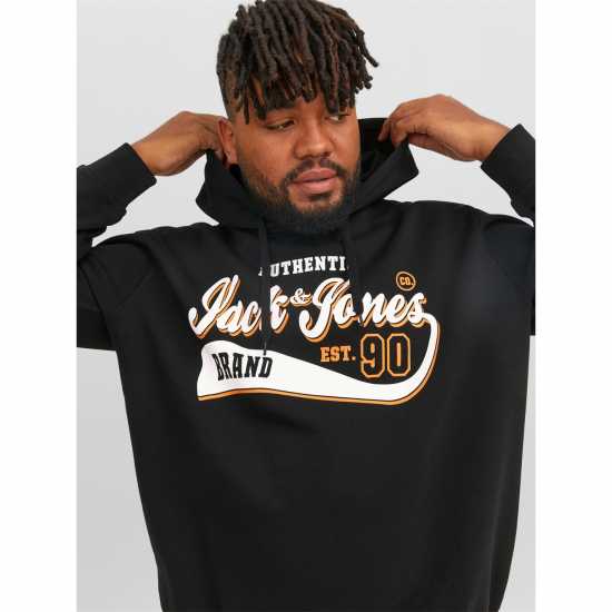 Jack And Jones Logo Hoodie Mens Plus Size Черно 