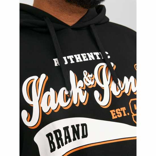 Jack And Jones Logo Hoodie Mens Plus Size Черно 