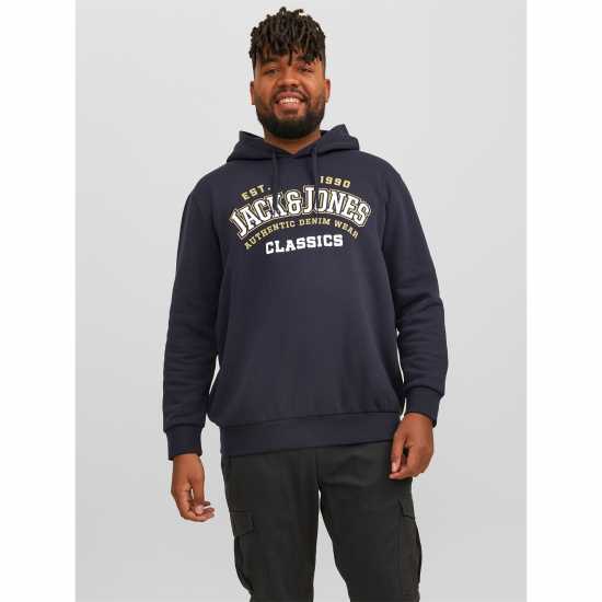 Jack And Jones Logo Hoodie Mens Plus Size Тъмно морско синьо Мъжки суитчъри и блузи с качулки