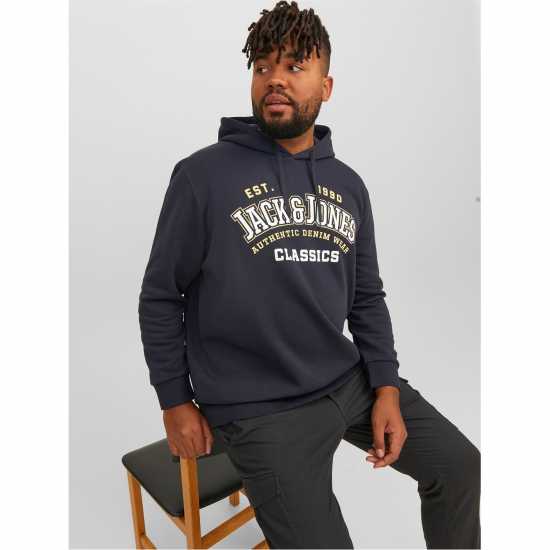 Jack And Jones Logo Hoodie Mens Plus Size Тъмно морско синьо Мъжки суитчъри и блузи с качулки