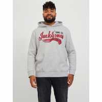 Jack And Jones Logo Hoodie Mens Plus Size Бяла Мел 