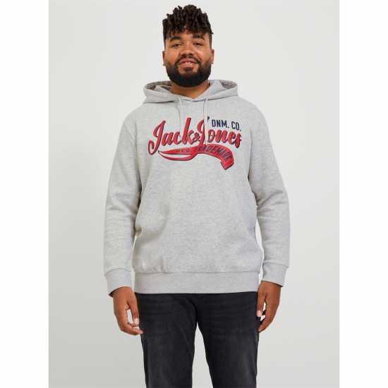 Jack And Jones Logo Hoodie Mens Plus Size Бяла Мел 