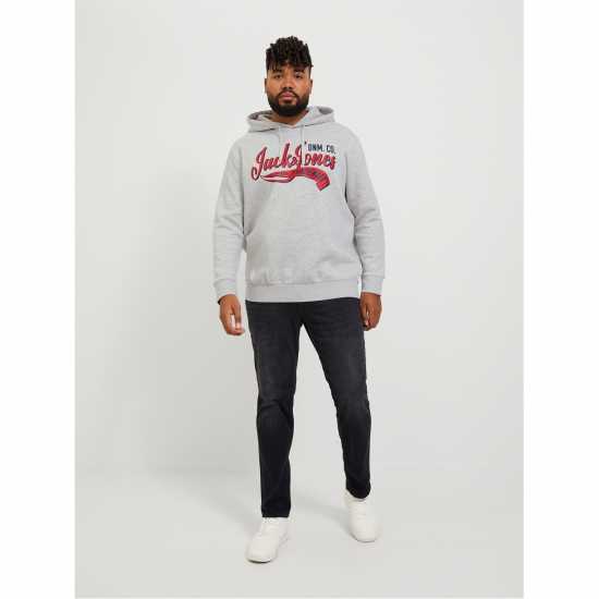 Jack And Jones Logo Hoodie Mens Plus Size Бяла Мел 