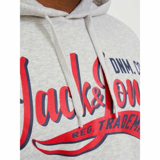 Jack And Jones Logo Hoodie Mens Plus Size Бяла Мел 