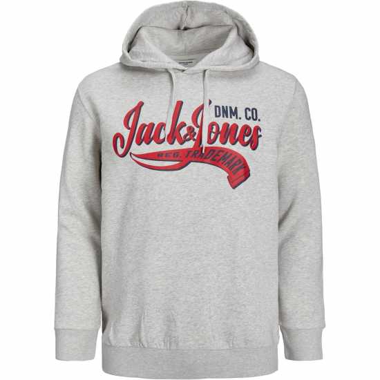 Jack And Jones Logo Hoodie Mens Plus Size Бяла Мел 