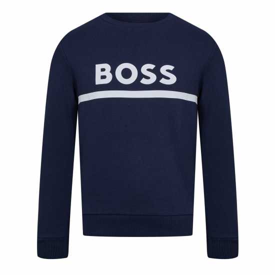 Hugo Boss Детска Блуза Обло Деколте Boss Logo Crew Neck Sweatshirt Junior Boys Нави 849 