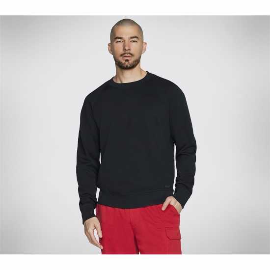 Skechers Мъжка Блуза Обло Деколте Classic Crew Sweatshirt Mens Черно Мъжко облекло за едри хора