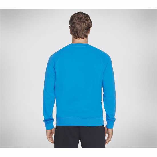 Skechers Мъжка Блуза Обло Деколте Classic Crew Sweatshirt Mens Синьо/Зелено Мъжко облекло за едри хора