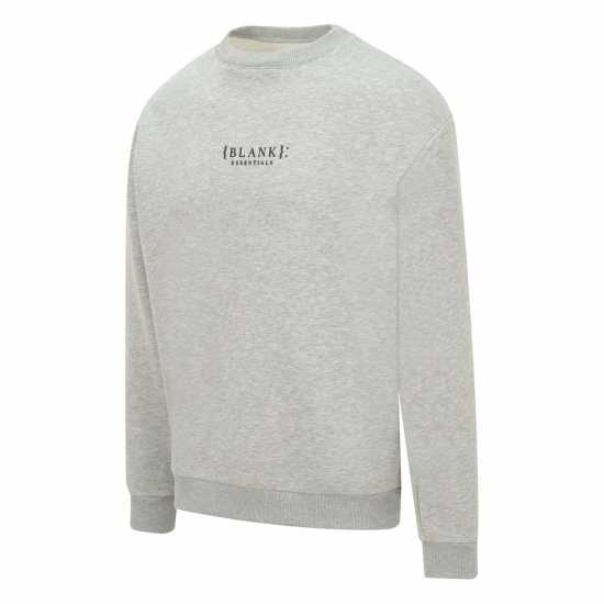 Blank Essentials Contrast Puff Print Sweatshirt Сив марл Мъжки горнища на анцуг