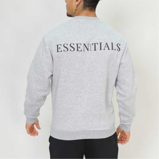 Blank Essentials Contrast Puff Print Sweatshirt Сив марл Мъжки горнища на анцуг