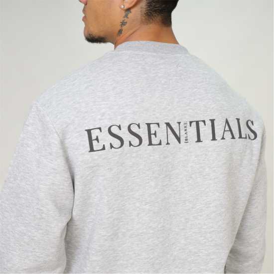 Blank Essentials Contrast Puff Print Sweatshirt Сив марл Мъжки горнища на анцуг