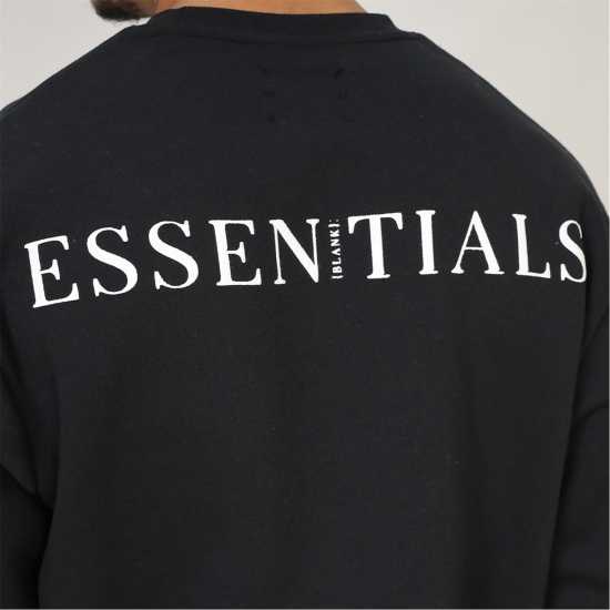 Blank Essentials Contrast Puff Print Sweatshirt Черно Мъжки горнища на анцуг