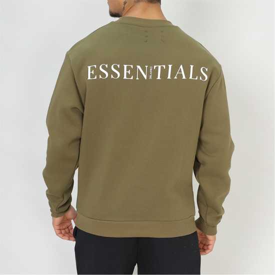 Blank Essentials Contrast Puff Print Sweatshirt Хаки Мъжки горнища на анцуг