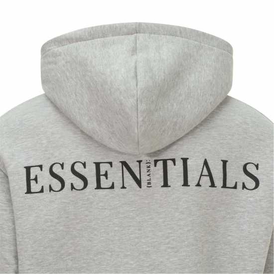 Blank Essentials Contrast Puff Print Hoody Сив марл Мъжки суитчъри и блузи с качулки