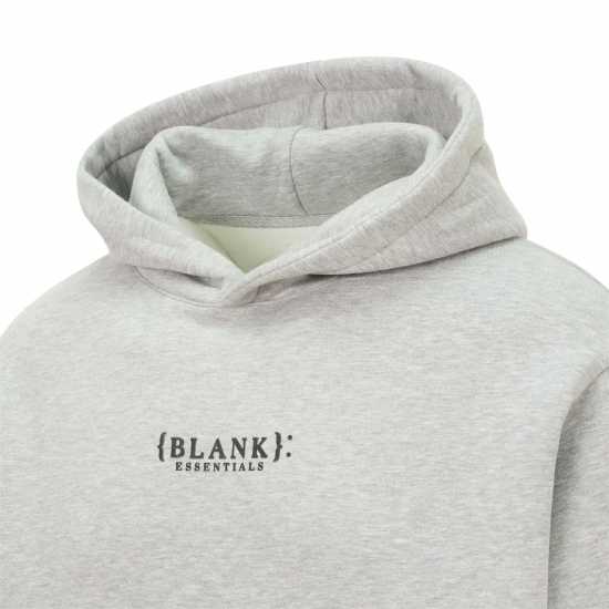 Blank Essentials Contrast Puff Print Hoody Сив марл Мъжки суитчъри и блузи с качулки