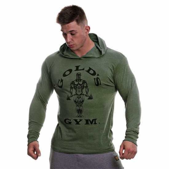 Golds Gym Gym Hood Top Mens Армейски марл 