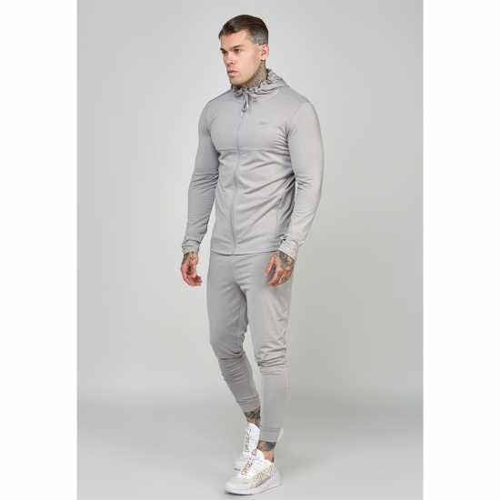 Siksilk Zip Hoodie Sn99 Сив марл Мъжки суитчъри и блузи с качулки