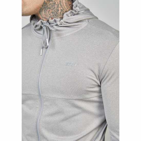 Siksilk Zip Hoodie Sn99 Сив марл Мъжки суитчъри и блузи с качулки