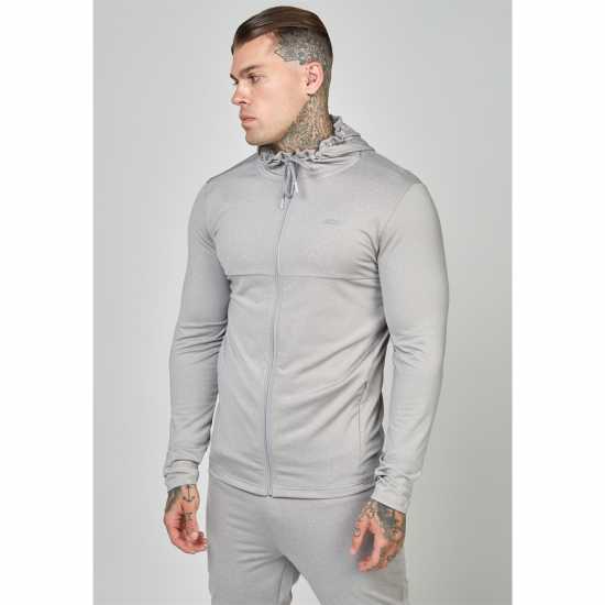 Siksilk Zip Hoodie Sn99 Сив марл Мъжки суитчъри и блузи с качулки