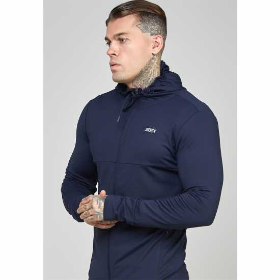 Siksilk Zip Hoodie Sn99 Морска синьо Мъжки суитчъри и блузи с качулки