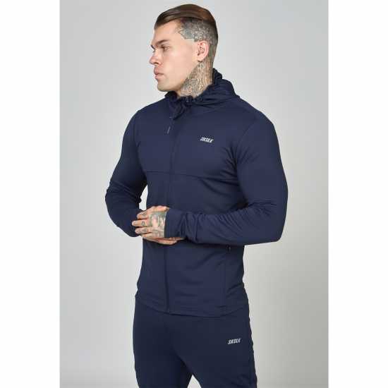 Siksilk Zip Hoodie Sn99 Морска синьо Мъжки суитчъри и блузи с качулки