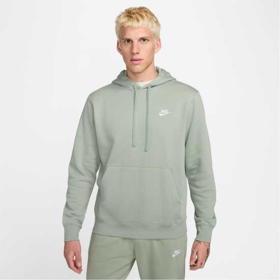 Nike Sportswear Club Fleece Pullover Hoodie Mens Зелено/Бяло Мъжки суитчъри и блузи с качулки